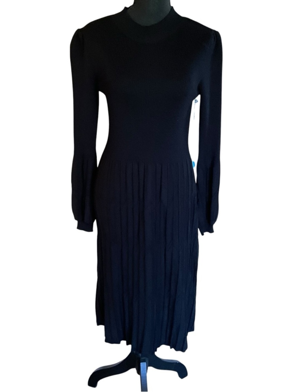 Draper James RSVP Black Pleated Sweater Dress Long Sleeve Size Small NWT - Picture 2 of 11